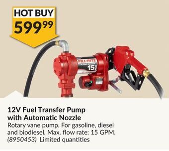 Princess Auto 12v fuel transfer pump with automatic nozzle offer