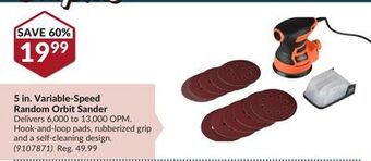 Princess Auto 5 in. variable-speed random orbit sander offer
