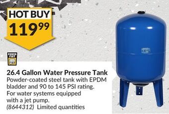 Princess Auto 26.4 gallon water pressure tank offer
