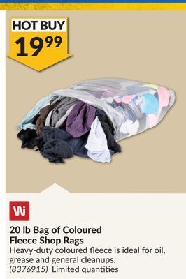 Princess Auto 20 lb bag of coloured fleece shop rags offer