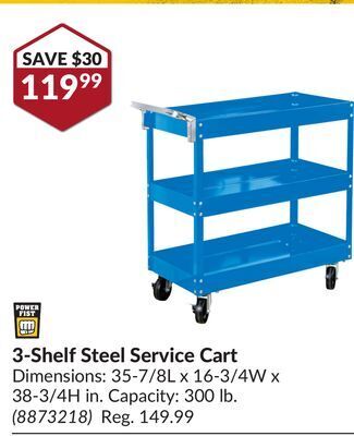 Princess Auto 3-shelf steel service cart offer