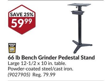 Princess Auto 66 lb bench grinder pedestal stand offer