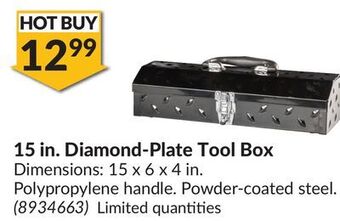 Princess Auto 15 in. diamond-plate tool box offer