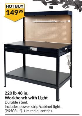 Princess Auto 220 lb 48 in. workbench with light offer