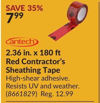 Princess Auto 2.36 in. x 180 ft red contractor's sheathing tape offer