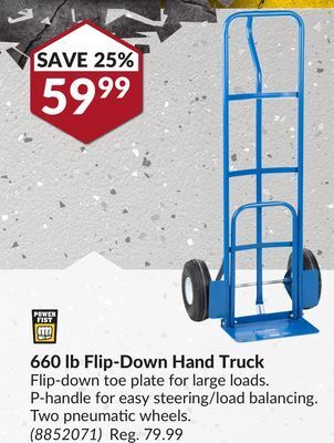 Princess Auto 660 lb flip-down hand truck offer