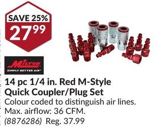Princess Auto 14 pc 1/4 in. red m-style quick coupler/plug set offer