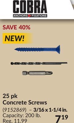 Princess Auto 25 pk concrete screws offer