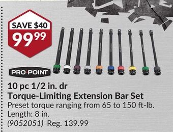 Princess Auto 10 pc 1/2 in. dr torque-limiting extension bar set offer