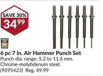 Princess Auto Power fist 6 pc 7 in. air hammer punch set offer