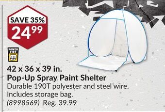 Princess Auto 42 x 36 x 39 in. pop-up spray paint shelter offer