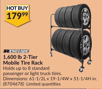 Princess Auto 1,600 lb 2-tier mobile tire rack offer