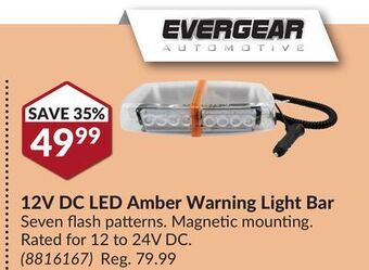 Princess Auto 12v dc led amber warning light bar offer