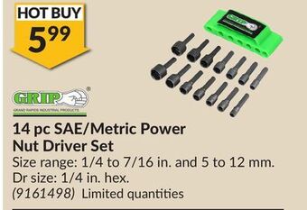 Princess Auto Grand rapids industrial products 14 pc sae metric power nut driver set offer