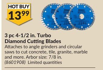 Princess Auto 3 pc 4-1/2 in. turbo diamond cutting blades offer