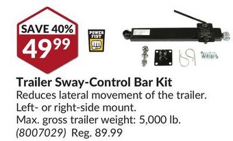 Princess Auto Trailer sway-control bar kit offer