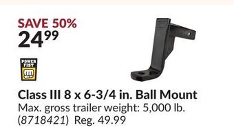 Princess Auto Class iii 8 x 6-3/4 in. ball mount offer