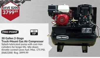 Princess Auto Pro point 30 gallon 2-stage truck-mount gas air compressor offer