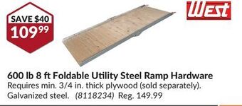 Princess Auto 600 lb 8 ft foldable utility steel ramp offer