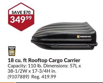 Princess Auto 18 cu. ft rooftop cargo carrier offer