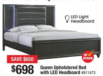 Bad Boy Superstore Queen upholstered bed with led headboard offer