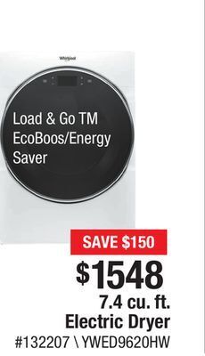 Bad Boy Superstore Whirlpool 7.4 cu. ft. electric dryer offer