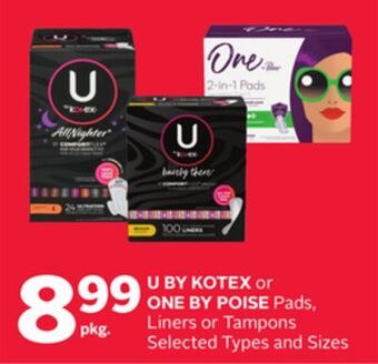 Rexall U by kotex or one by poise pads, liners or tampons offer