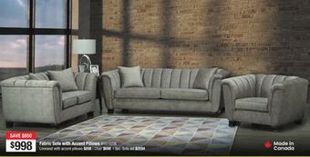 Bad Boy Superstore Fabric sofa with accent pillows offer