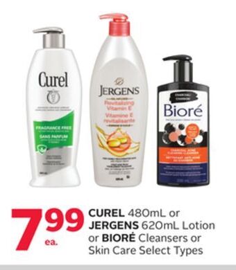 Rexall Curel 480ml or jergens 620ml lotion or bioré cleansers or skin care offer