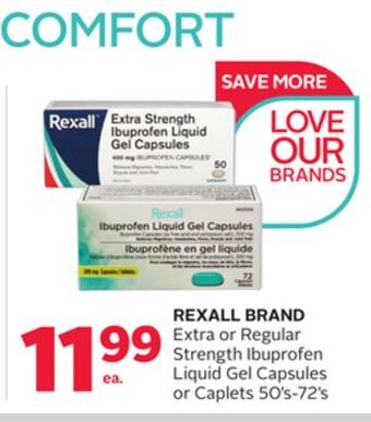 Rexall Rexall brand extra or regular strength ibuprofen liquid gel capsules or caplets offer