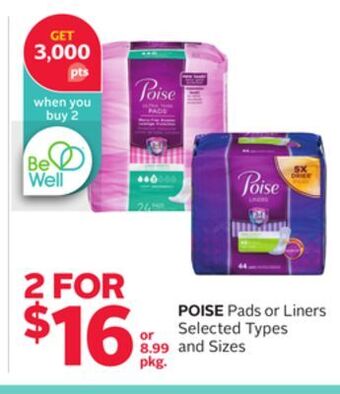 Rexall Poise pads or liners offer