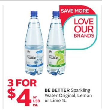 Rexall Be better sparkling water original, lemon or lime offer
