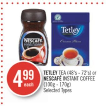 Shoppers Drug Mart Tetley tea (48's - 72's) or nescafé instant coffee offer