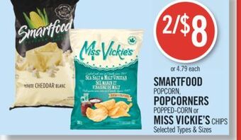Shoppers Drug Mart Smartfood popcorn, popcorners popped-corn or miss vickie's chips offer