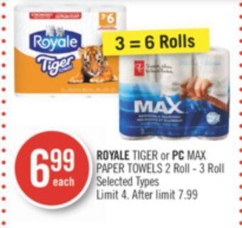 Shoppers Drug Mart Royale tiger or pc max paper towels offer