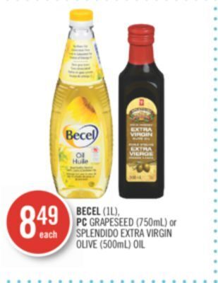 Shoppers Drug Mart Becel (1l), pc grapeseed (750ml) or splendido extra virgin olive (500ml) oil offer