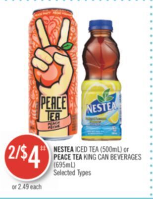 Shoppers Drug Mart Nestea iced tea (500ml) or peace tea king can beverages (695ml) offer