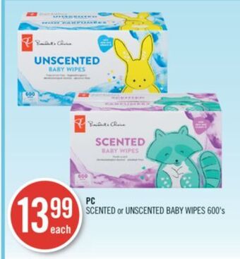 Shoppers Drug Mart Pc scented or unscented baby wipes offer