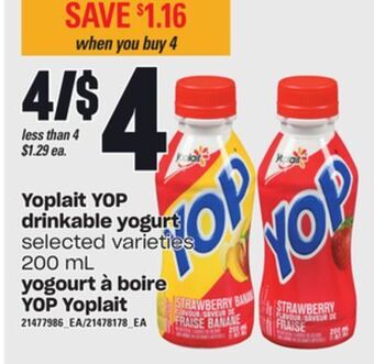 Independent City Market Yoplait yop drinkable yogurt, 200 ml offer