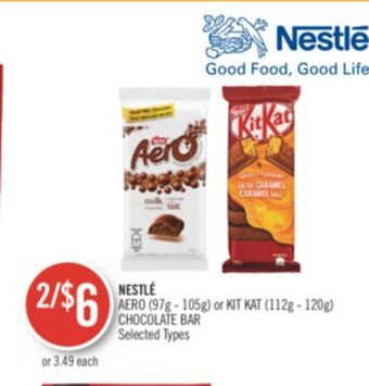 Shoppers Drug Mart Nestlé aero (97g - 105g) or kit kat (112g - 120g) chocolate bar offer