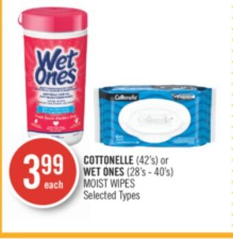 Shoppers Drug Mart Cottonelle (42's) or wet ones (28's - 40's) moist wipes offer