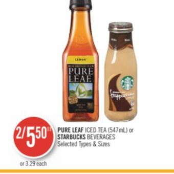 Shoppers Drug Mart Pure leaf iced tea or starbucks beverages offer