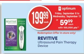 Shoppers Drug Mart Revitive ultrasound pain therapy device offer