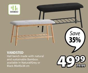 JYSK Vandsted hall bench made with natural and sustainable bamboo offer