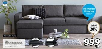 JYSK Della reversible sofa bed offers pull-out bed and storage compartment in the chaise offer