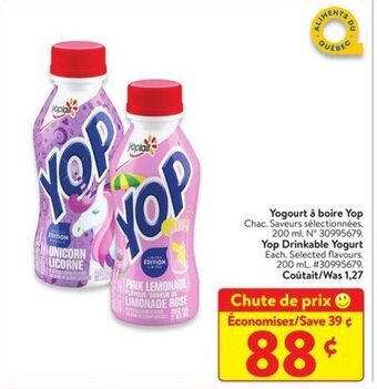 Walmart Yop Drinkable Yogurt 200 mL offer