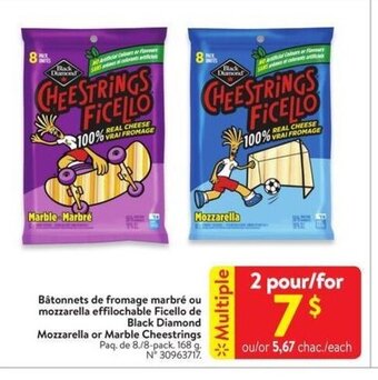 Walmart Black Diamond Mozzarella or Marble Cheestrings 168 g offer