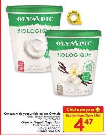 Walmart Olympic Organic Yogurt Tubs 650 g offer