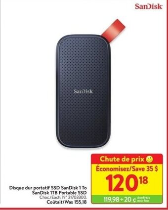 Walmart SanDisk 1TB Portable SSD offer