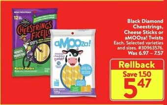 Walmart Black Diamond Cheestrings, Cheese Sticks or aMOOza! Twists offer